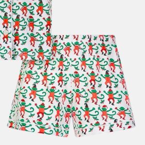 Roller Rabbit Christmas “Monkey Mas” Polo (shorts) Pajamas Sold Out Rare sz XXS